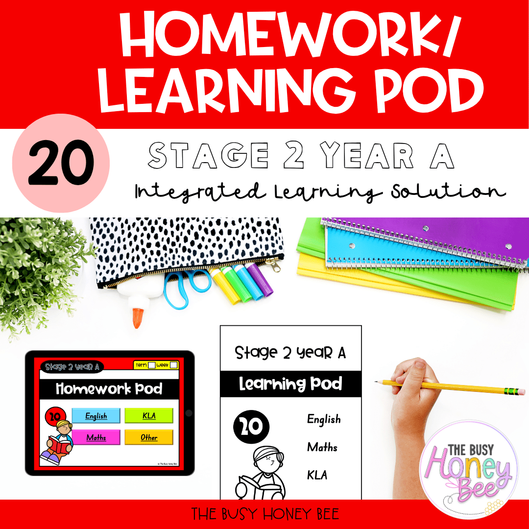 Stage 2 Year A Homework/Learning Pod 20 - Homework | Casual Teaching