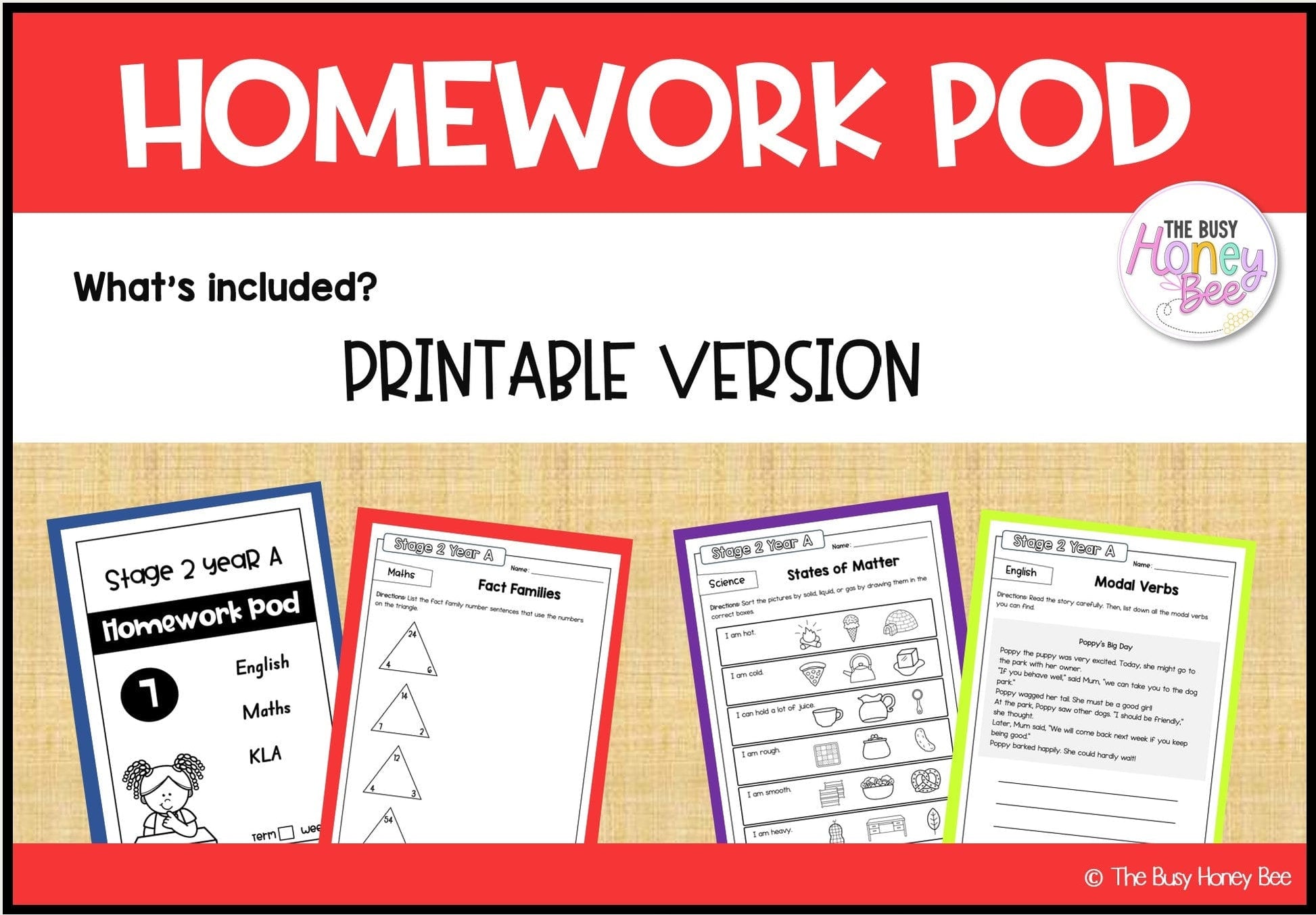 Stage 2 Year A Homework/Learning Pod 7 - Homework | Casual Teaching