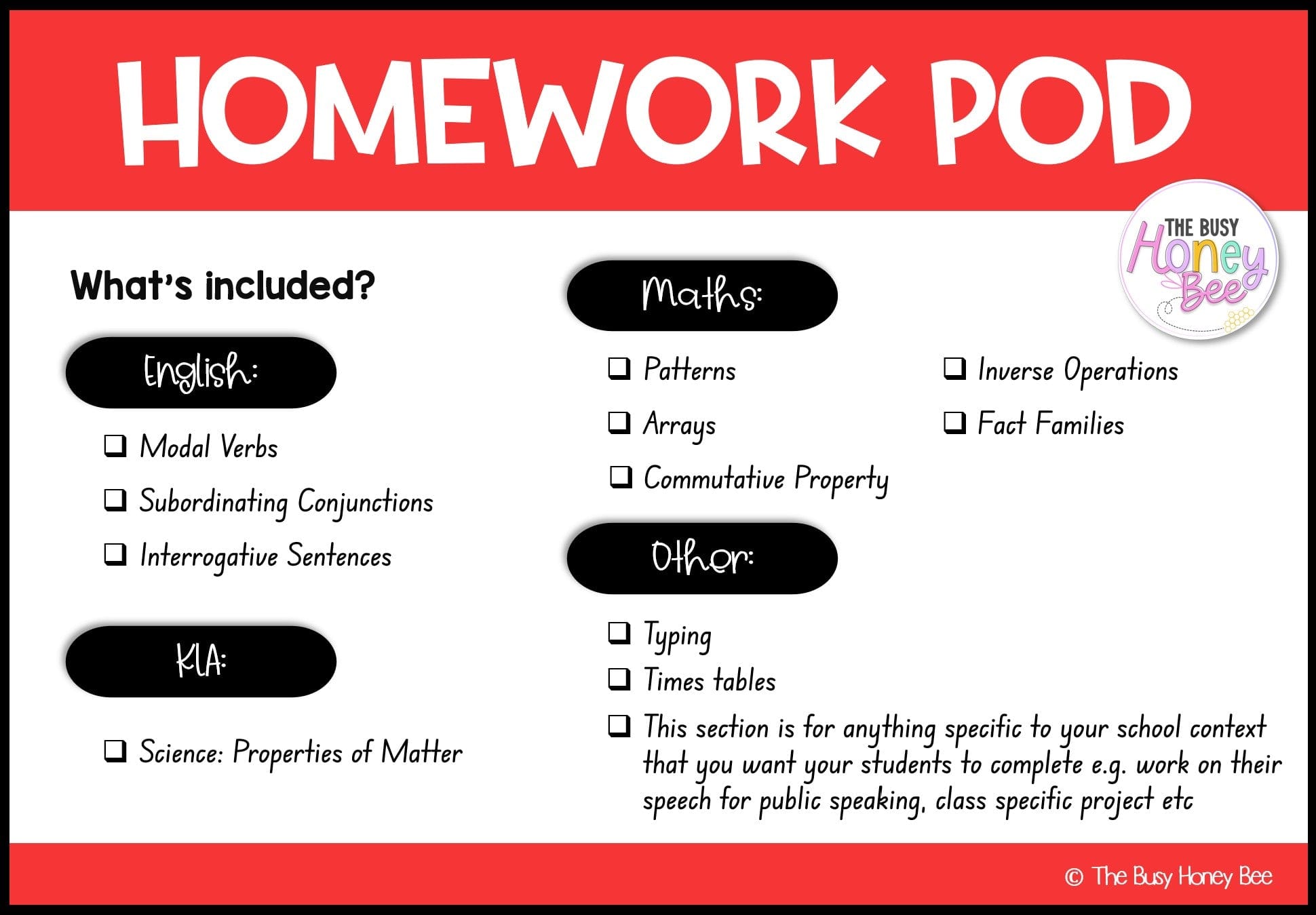 Stage 2 Year A Homework/Learning Pod 7 - Homework | Casual Teaching