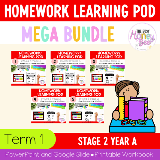 Stage 2 Year A Homework/Learning Pods Term 1 Mega Bundle - PowerPoint