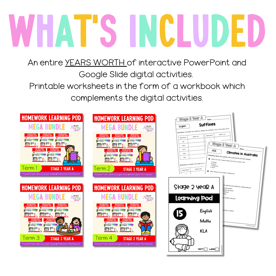 Stage 2 Year A Homework/Learning Pods Ultimate Mega Bundle - Homework | Casual Teaching