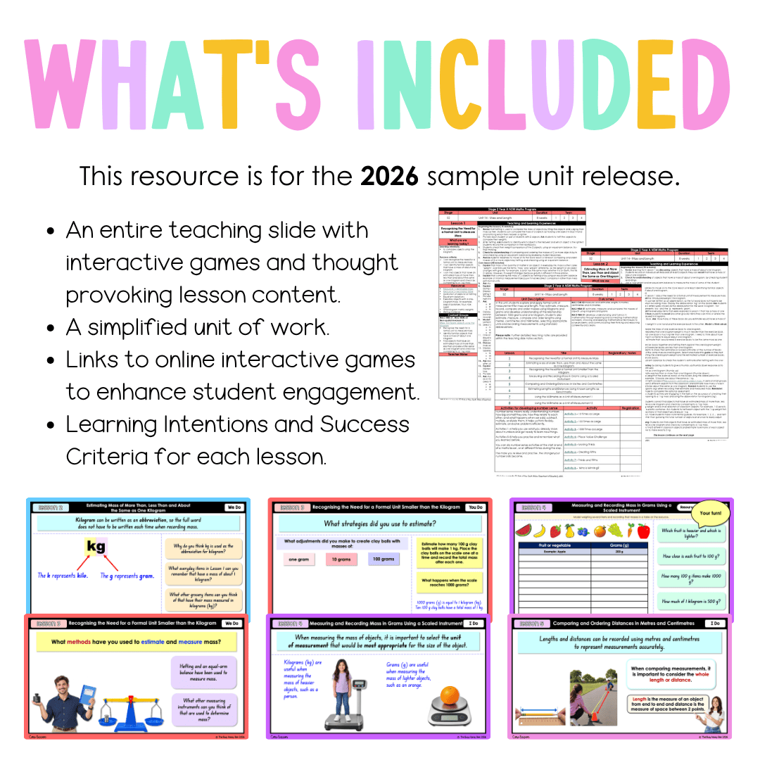 Stage 2 Year A NSW Maths Unit 14 Mass and Length Teaching Slides 2026 - Teaching Slides