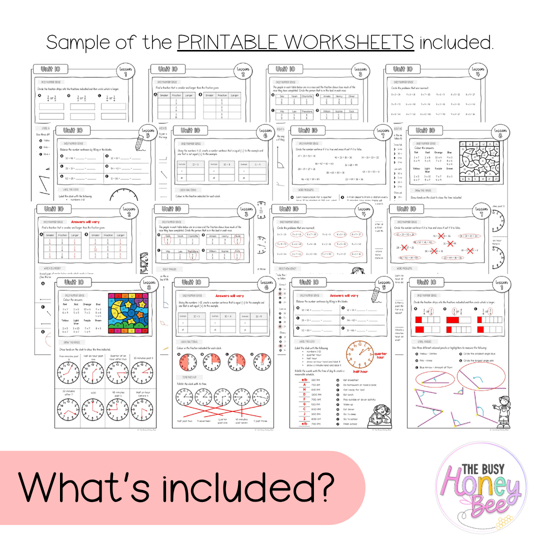 Stage 2 Year A NSW Maths Worksheets Unit 10 - Workbook | Worksheets