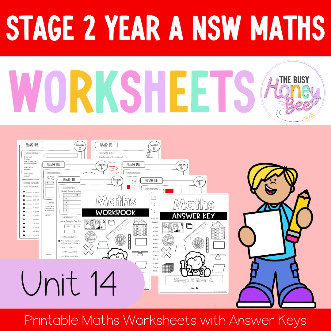 Stage 2 Year A NSW Maths Worksheets Unit 14 - Workbook | Worksheets