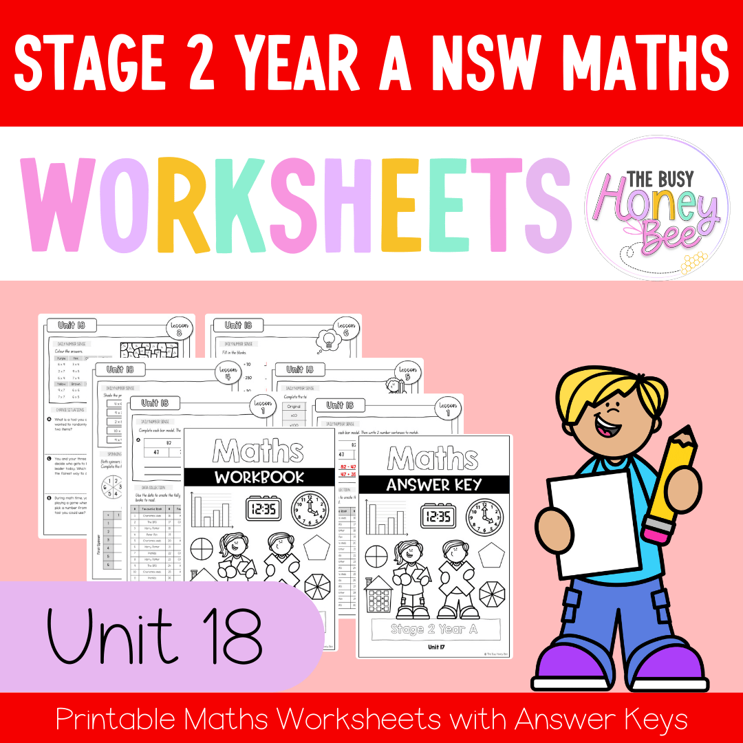 Stage 2 Year A NSW Maths Worksheets Unit 18 - Workbook | Worksheets