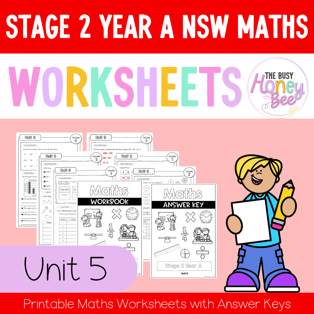 Stage 2 Year A NSW Maths Worksheets Unit 5 - Workbook | Worksheets