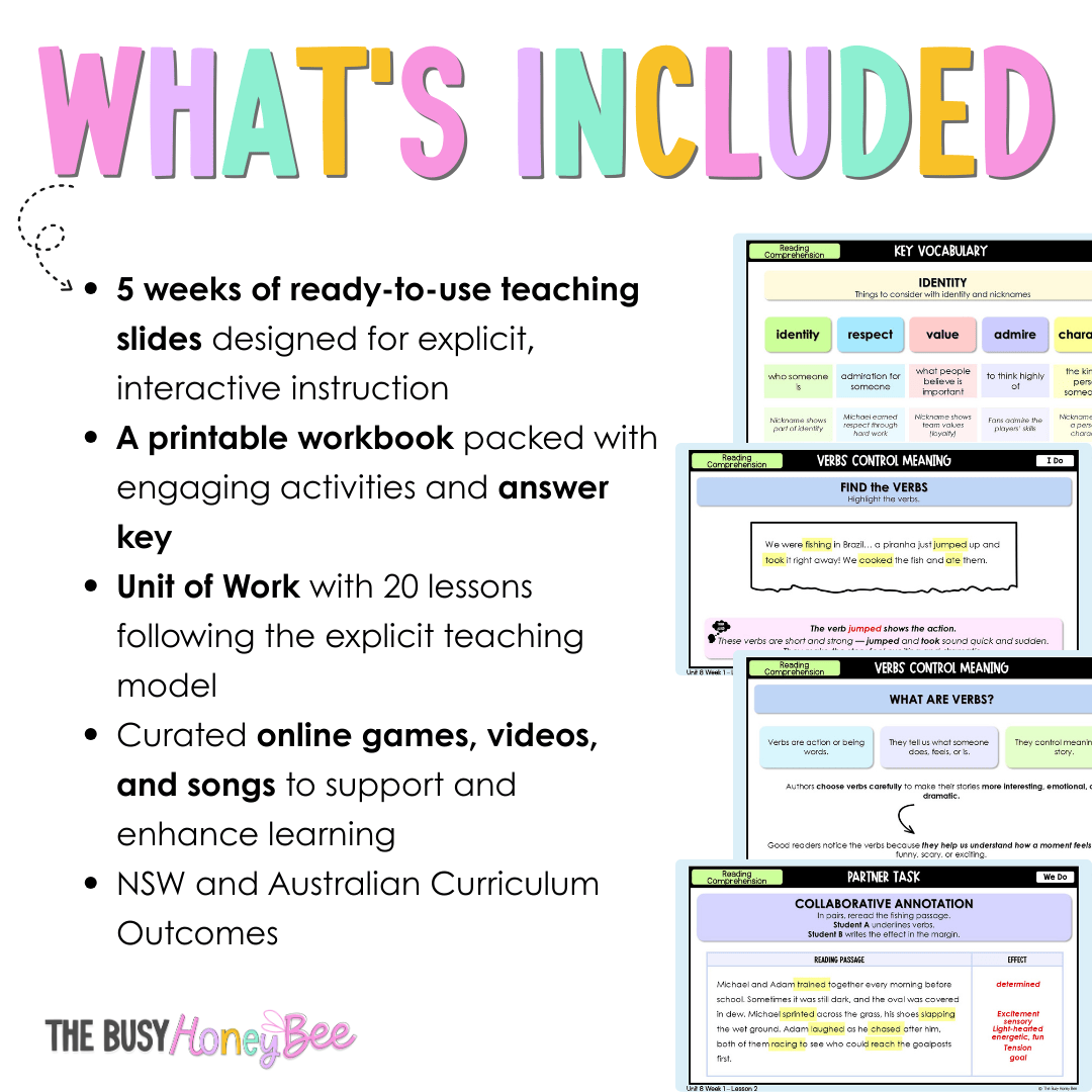 Stage 2 Year A Reading Comprehension Teaching Bundle Unit 8 - Component A - Teaching Bundle