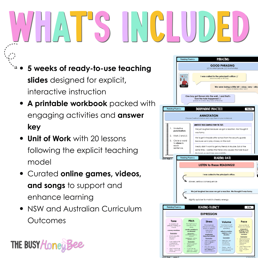 Stage 2 Year A Reading Fluency Teaching Bundle Unit 8 - Component A - Teaching Bundle