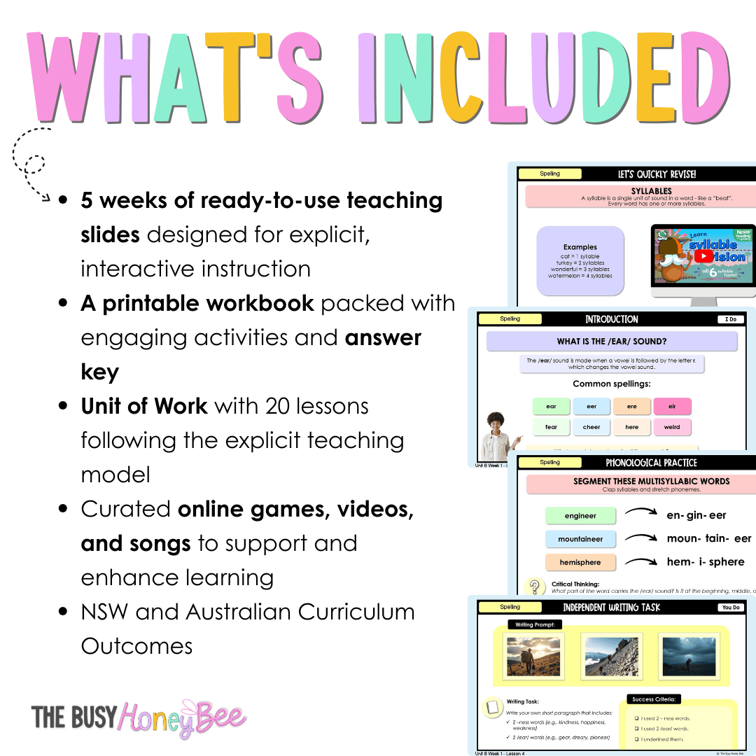 Stage 2 Year A Spelling Teaching Bundle Unit 8 - Component A - Teaching Bundle