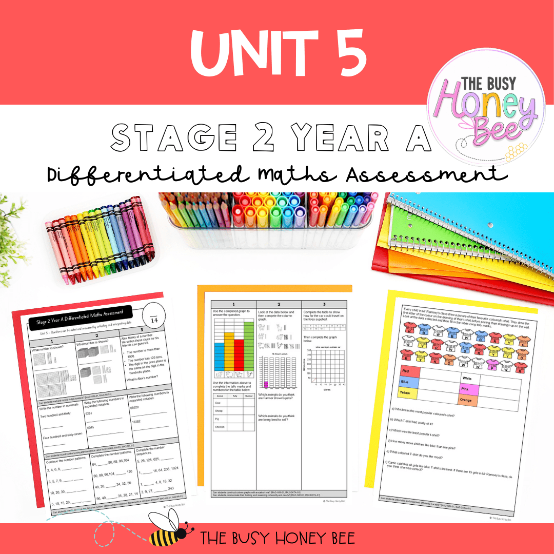 Stage 2 Year A Term 1 Differentiated Maths Assessment Bundle - Assessment