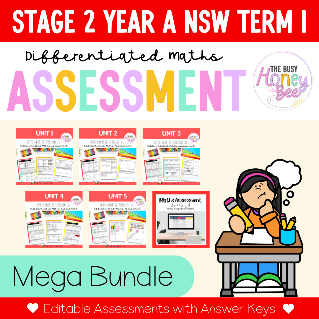 Stage 2 Year A Term 1 Differentiated Maths Assessment Bundle - Assessment