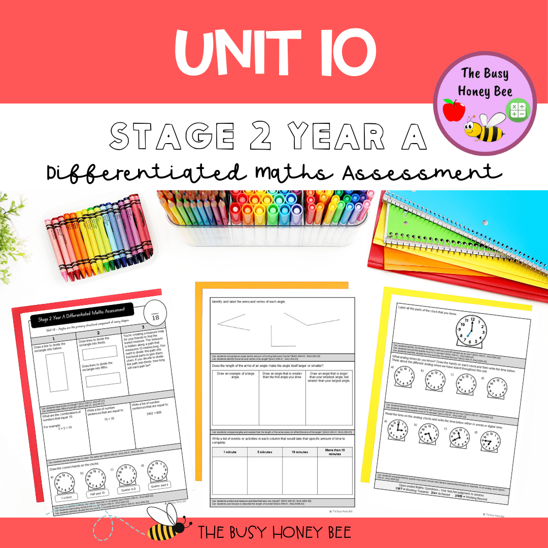 Stage 2 Year A Term 2 Differentiated Maths Assessment Bundle - Assessment