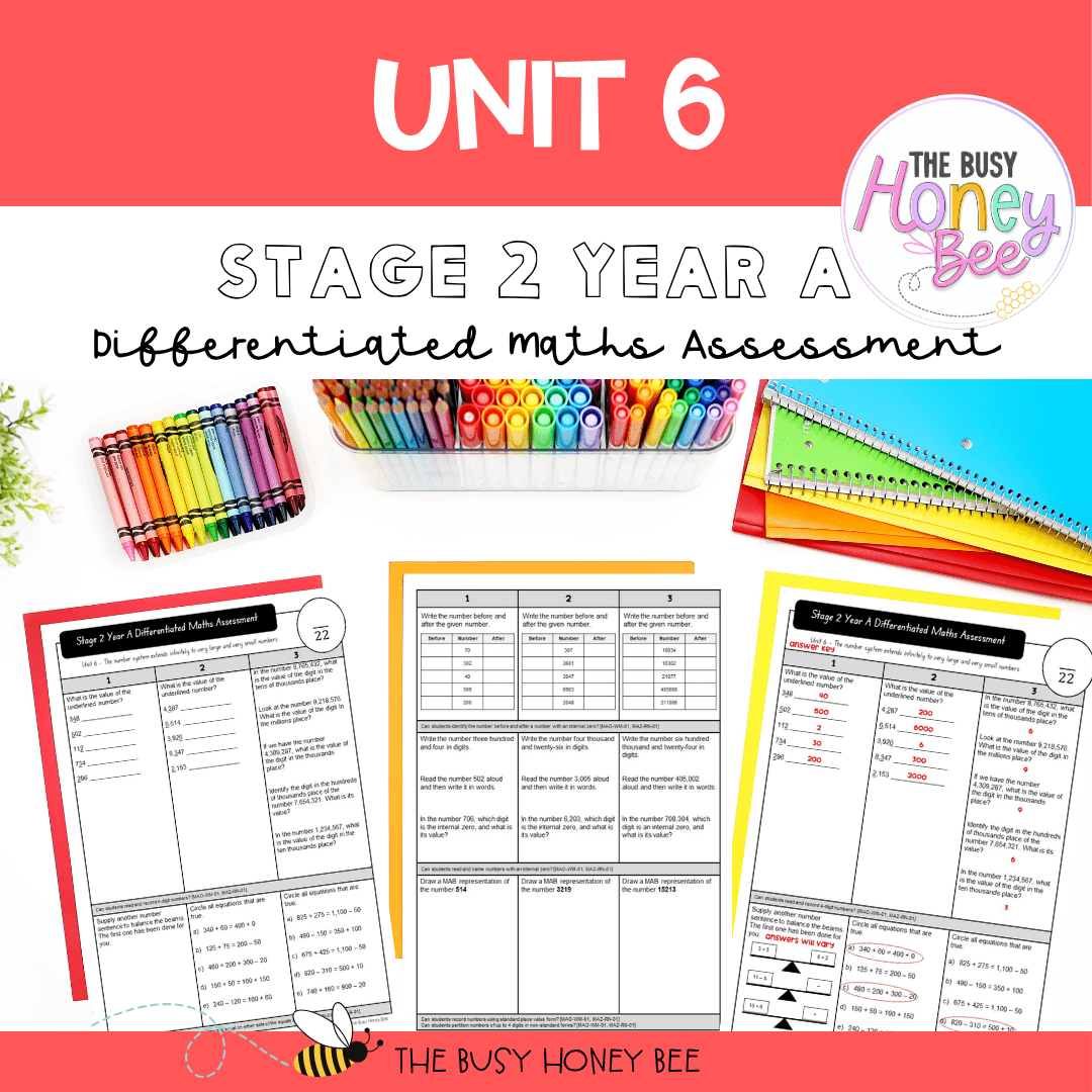 Stage 2 Year A Term 2 Differentiated Maths Assessment Bundle - Assessment