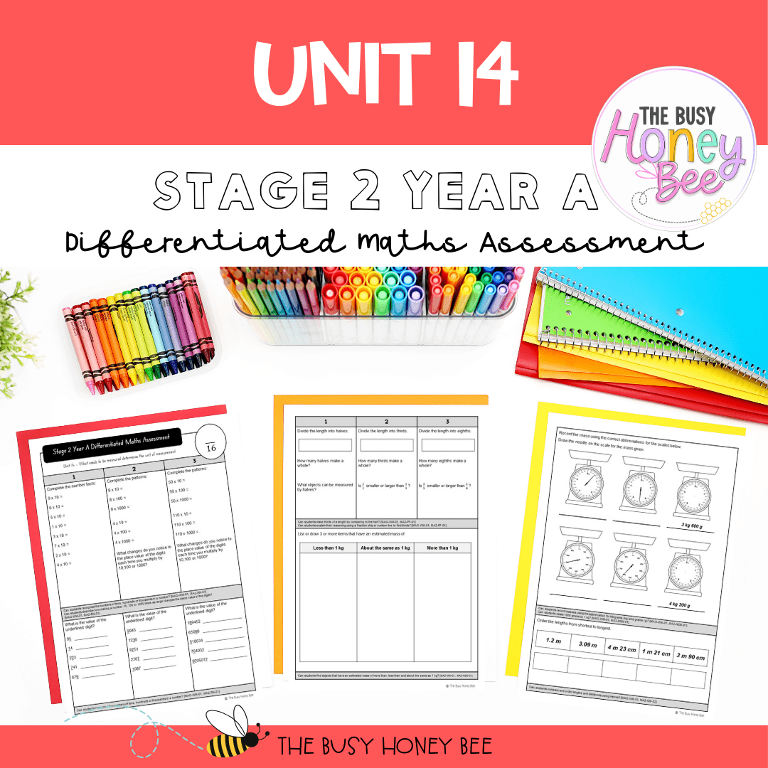 Stage 2 Year A Term 3 Differentiated Maths Assessment Bundle - Assessment