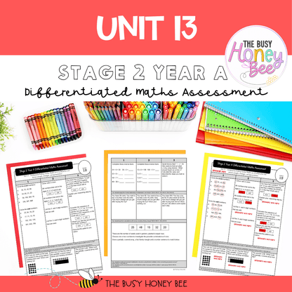 Stage 2 Year A Term 3 Differentiated Maths Assessment Bundle - Assessment