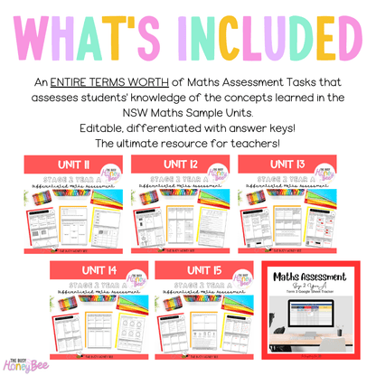 Stage 2 Year A Term 3 Differentiated Maths Assessment Bundle - Assessment