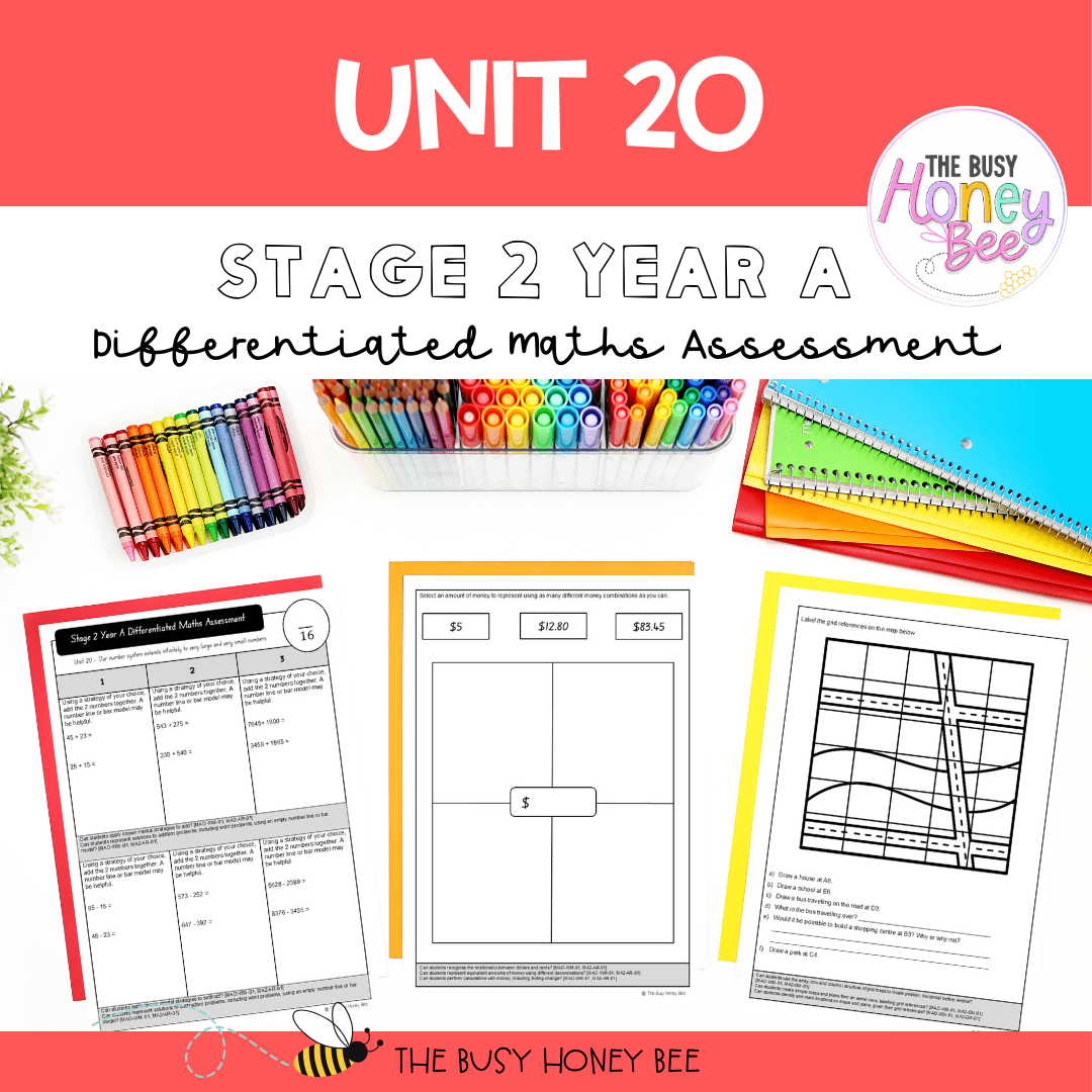 Stage 2 Year A Term 4 Differentiated Maths Assessment Bundle - Assessment