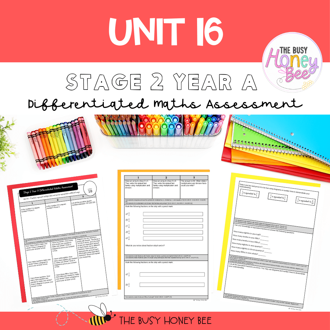 Stage 2 Year A Term 4 Differentiated Maths Assessment Bundle - Assessment