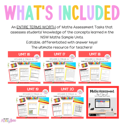 Stage 2 Year A Term 4 Differentiated Maths Assessment Bundle - Assessment