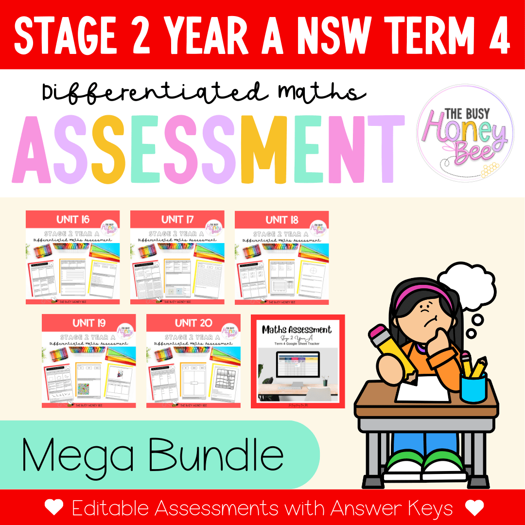 Stage 2 Year A Term 4 Differentiated Maths Assessment Bundle - Assessment