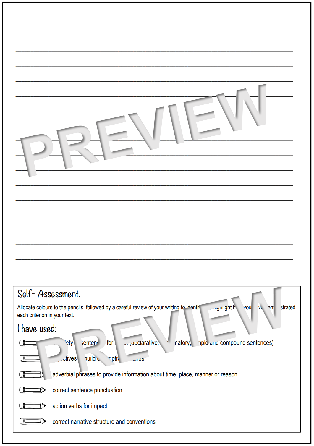 Stage 2 Year A Unit 1 Narrative Writing Pre-Assessment - Assessment