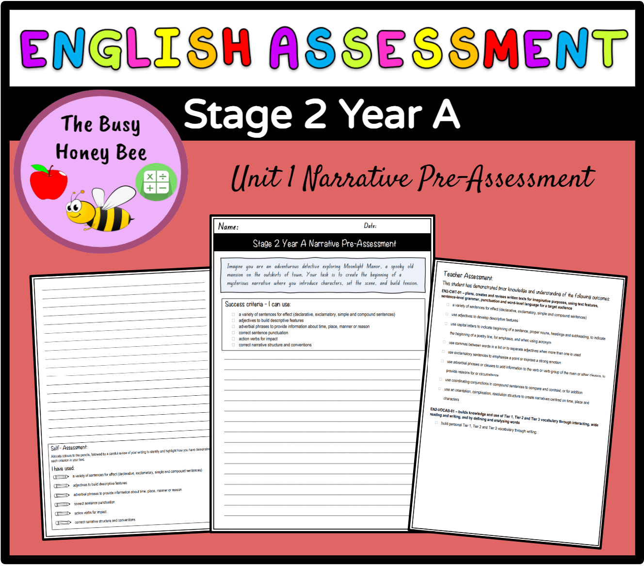Stage 2 Year A Unit 1 Narrative Writing Pre-Assessment - Assessment