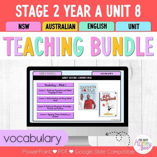 Stage 2 Year A Vocabulary Teaching Bundle Unit 8 - Component A - Teaching Bundle