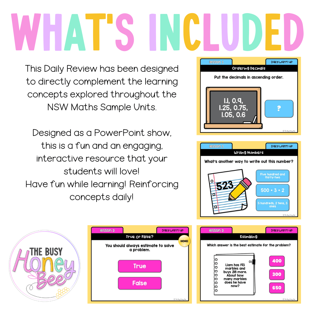 Stage 2 Year B Australian | NSW Math Daily Review | Warm-Up Unit 26 - Warm Up | Revision