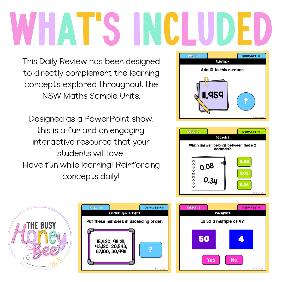 Stage 2 Year B Australian | NSW Math Daily Review | Warm-Up Unit 31 - Warm Up | Revision