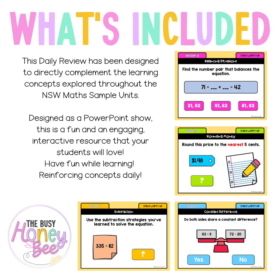 Stage 2 Year B Australian | NSW Math Daily Review | Warm-Up Unit 35 - Warm Up | Revision
