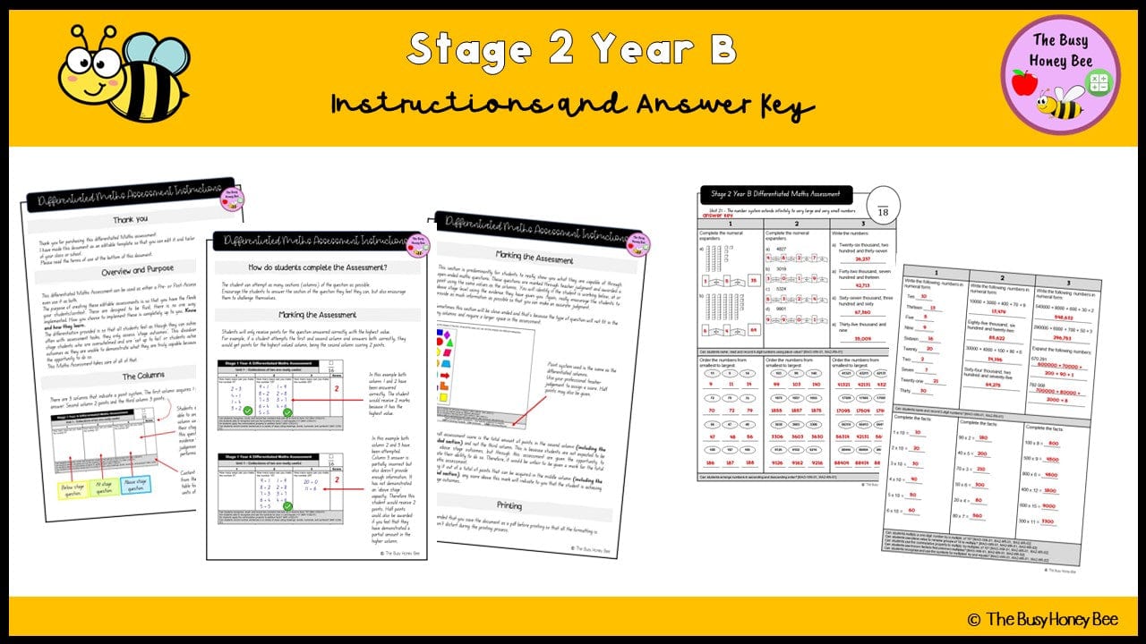 Stage 2 Year B Differentiated Maths Assessment Unit 21 - Assessment