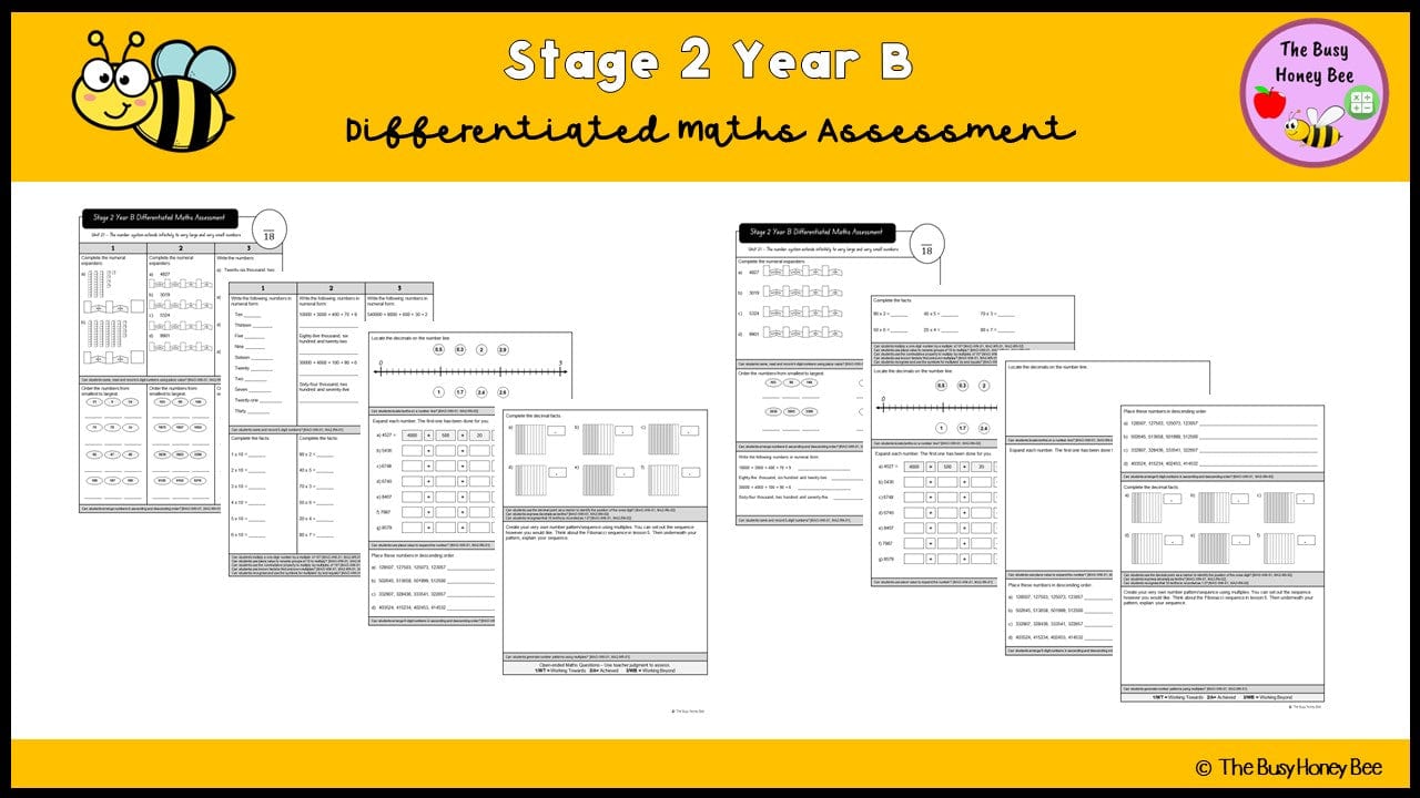 Stage 2 Year B Differentiated Maths Assessment Unit 21 - Assessment