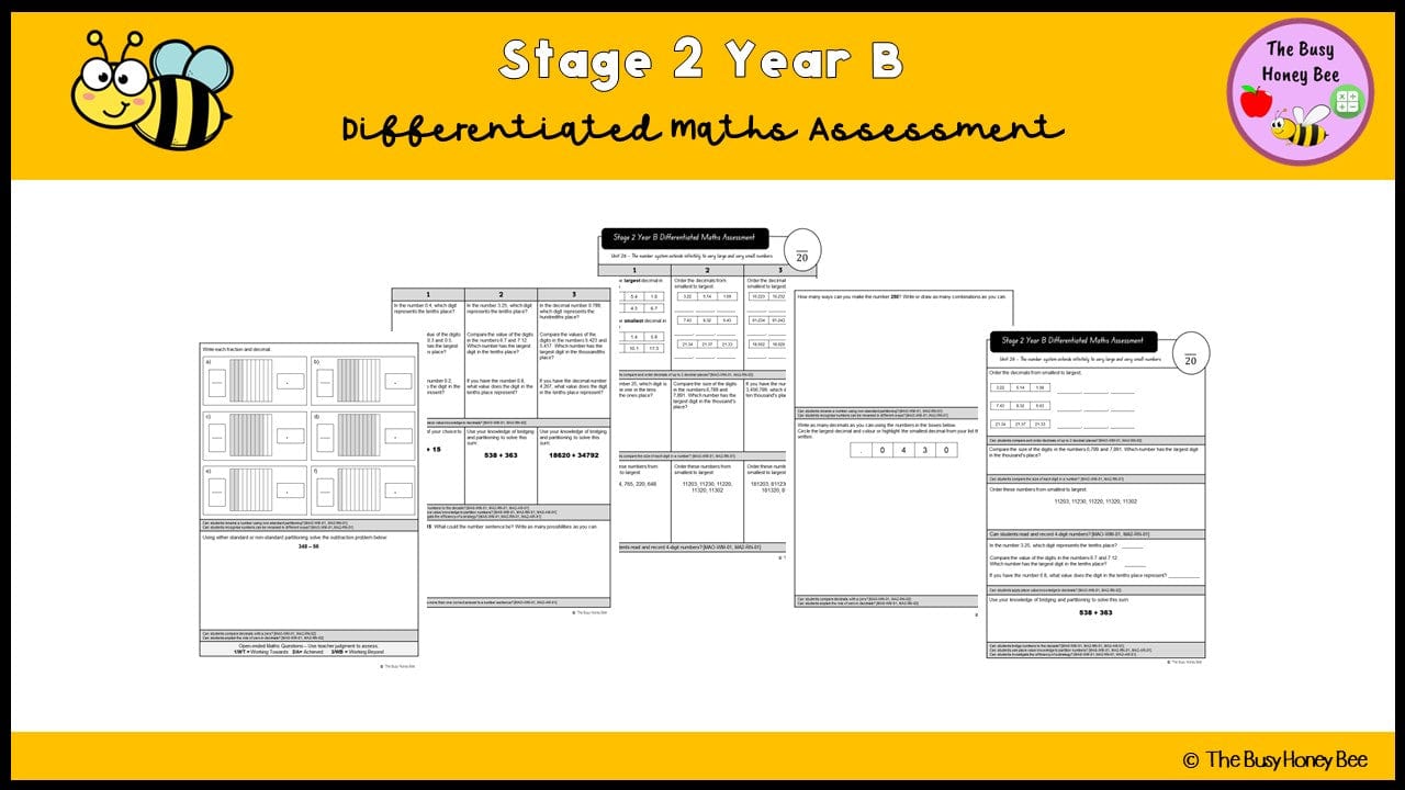 Stage 2 Year B Differentiated Maths Assessment Unit 26 - Microsoft Word Document