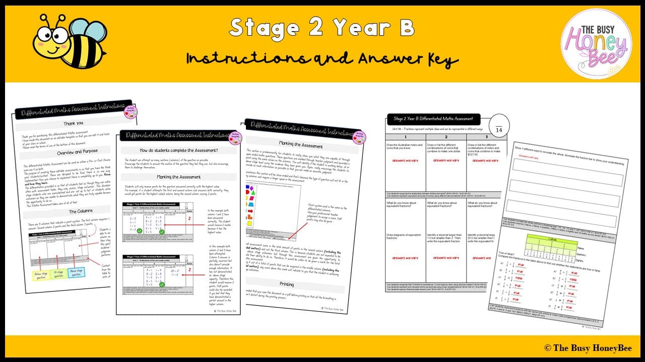 Stage 2 Year B Differentiated Maths Assessment Unit 36 - Assessment
