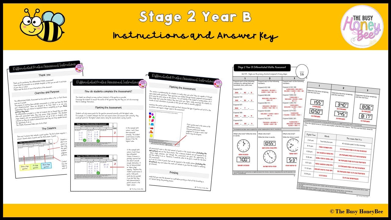 Stage 2 Year B Differentiated Maths Assessment Unit 39 - Assessment
