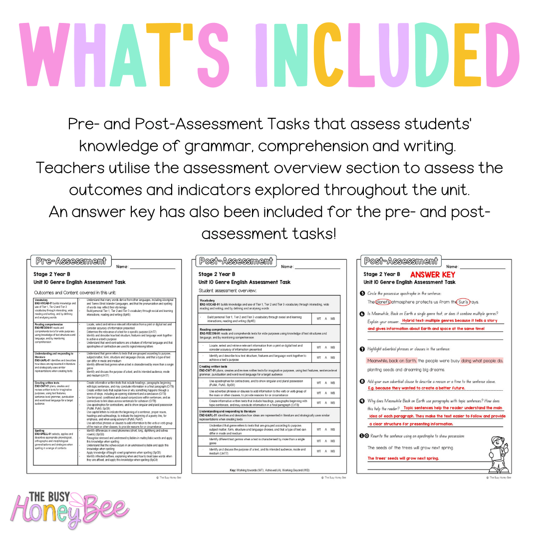 Stage 2 Year B English Pre- and Post-Assessment Unit 10 Genre - Assessment