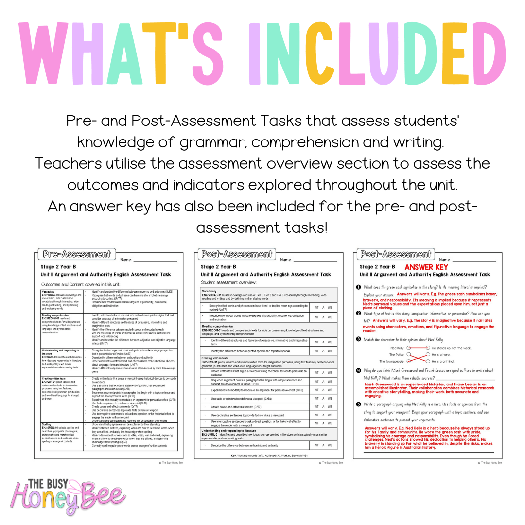 Stage 2 Year B English Pre- and Post-Assessment Unit 11 Argument and Authority - Assessment