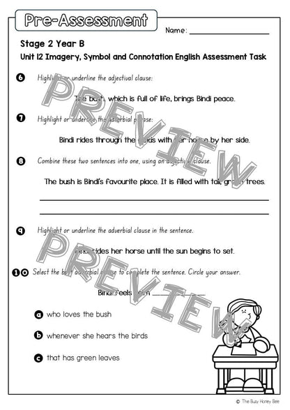 Stage 2 Year B English Pre- and Post-Assessment Unit 12 Imagery, symbol and connotation - Assessment