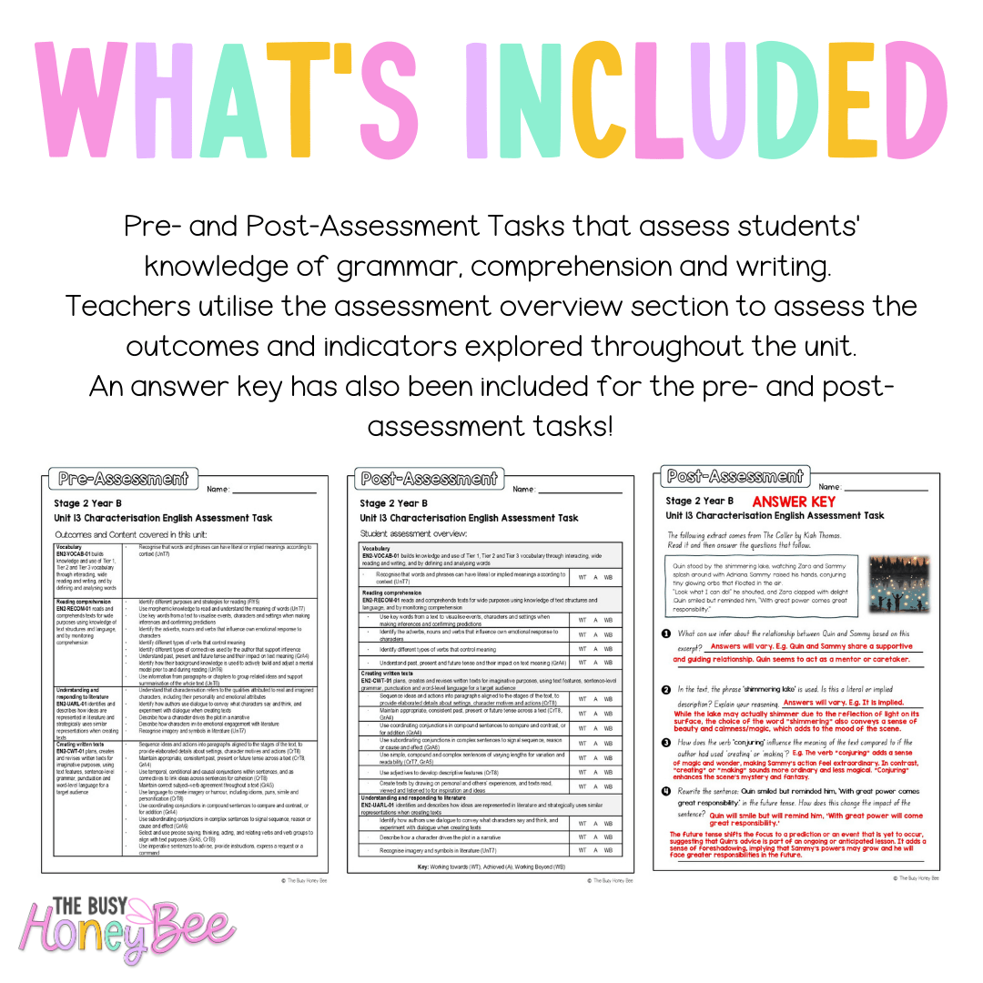Stage 2 Year B English Pre- and Post-Assessment Unit 13 Characterisation - Assessment