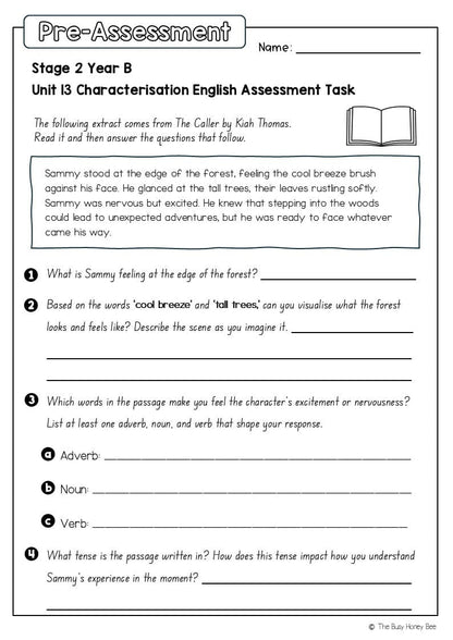 Stage 2 Year B English Pre- and Post-Assessment Unit 13 Characterisation - Assessment