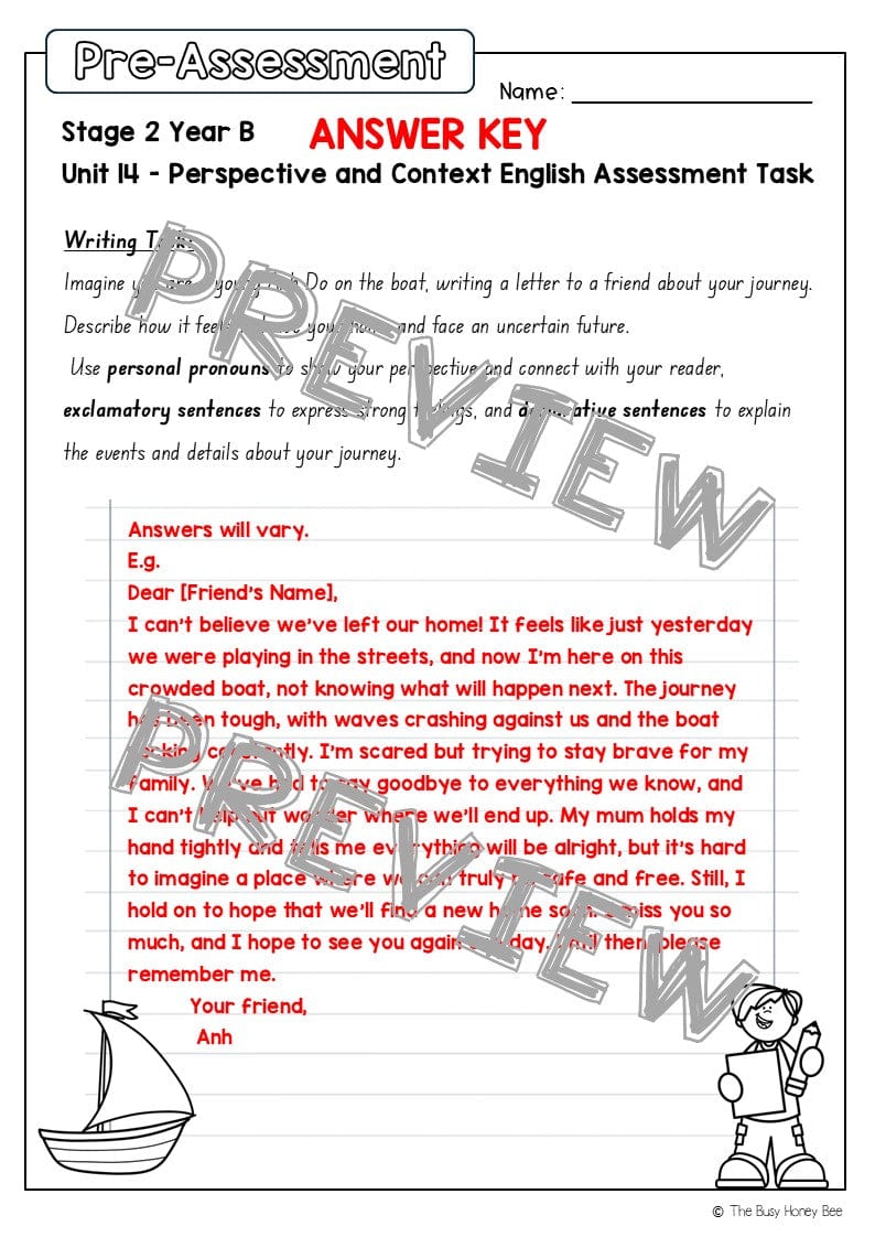 Stage 2 Year B English Pre- and Post-Assessment Unit 14 Perspective and Context - Assessment