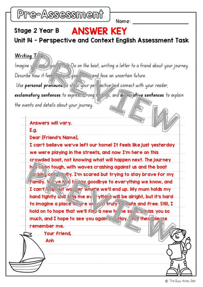 Stage 2 Year B English Pre- and Post-Assessment Unit 14 Perspective and Context - Assessment
