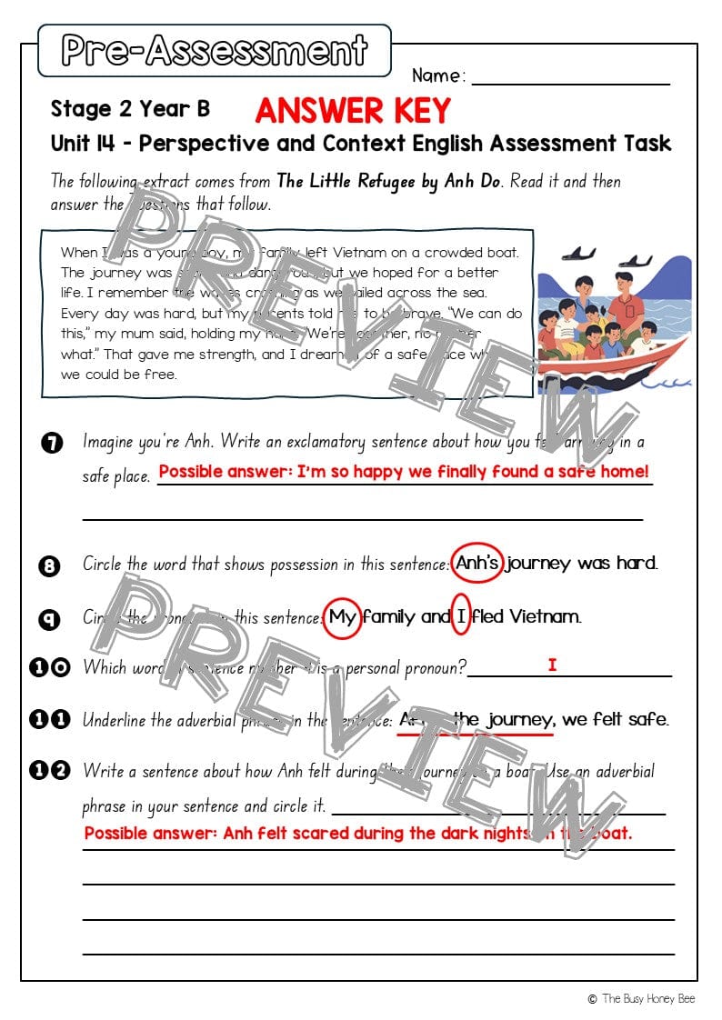 Stage 2 Year B English Pre- and Post-Assessment Unit 14 Perspective and Context - Assessment
