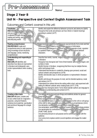 Stage 2 Year B English Pre- and Post-Assessment Unit 14 Perspective and Context - Assessment