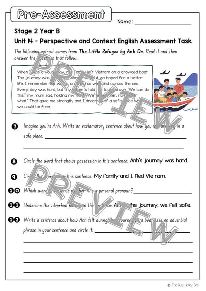 Stage 2 Year B English Pre- and Post-Assessment Unit 14 Perspective and Context - Assessment