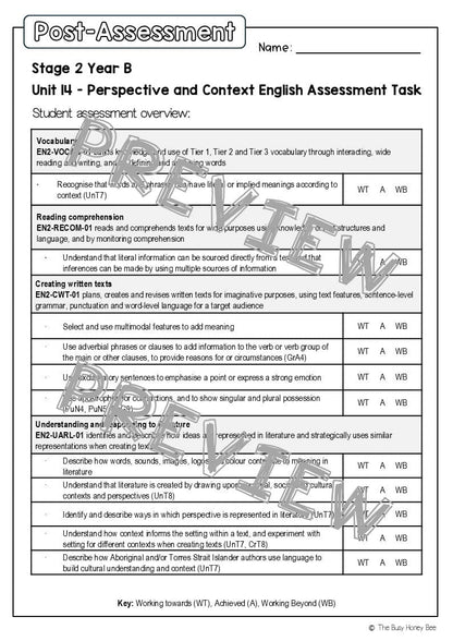 Stage 2 Year B English Pre- and Post-Assessment Unit 14 Perspective and Context - Assessment