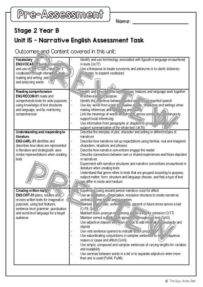 Stage 2 Year B English Pre- and Post-Assessment Unit 15 Narrative - Assessment