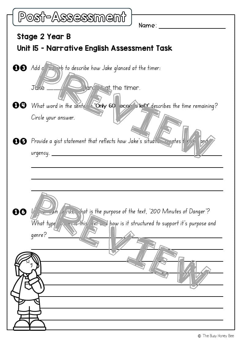Stage 2 Year B English Pre- and Post-Assessment Unit 15 Narrative - Assessment