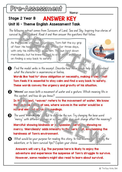 Stage 2 Year B English Pre- and Post-Assessment Unit 16 Theme - Assessment