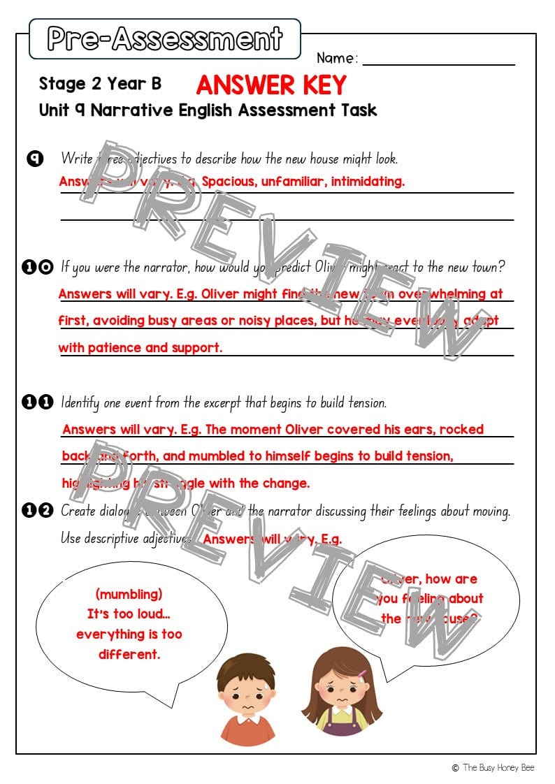 Stage 2 Year B English Pre- and Post-Assessment Unit 9 Narrative - Assessment